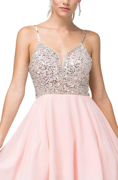 Dancing Queen - 3226 Embellished Plunging V-Neck A-Line Dress Homecoming Dresses