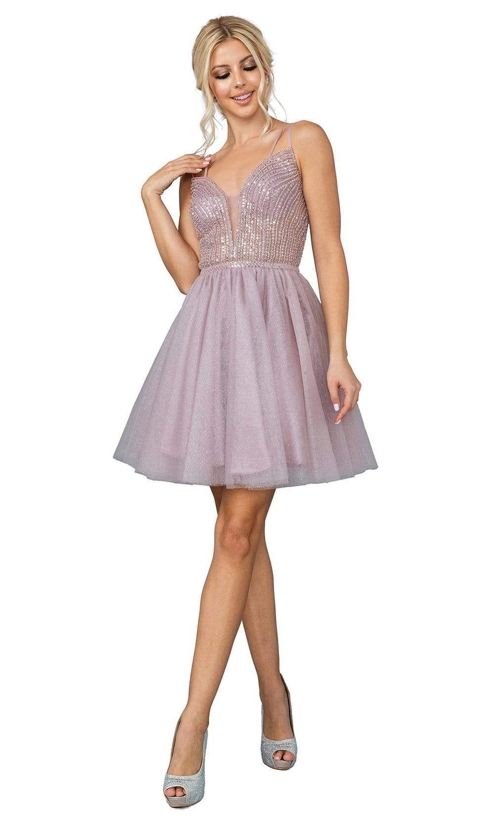 Dancing Queen - 3268 Glitter A-Line Cocktail Dress Homecoming Dresses