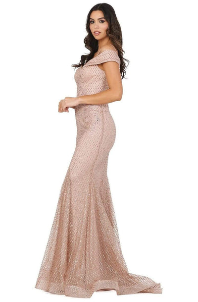 Dancing Queen - 4043 Embroidered Off-Shoulder Trumpet Dress Evening Dresses XS / Rose Gold