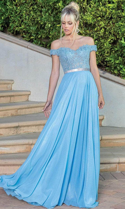 Dancing Queen 4222 - Off- Shoulder A-line Gown Special Occasion Dress XS / Bahama Blue