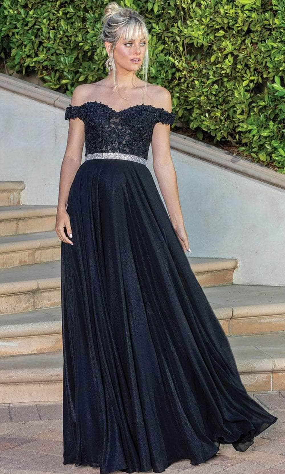 Dancing Queen 4222 - Off- Shoulder A-line Gown Special Occasion Dress XS / Black