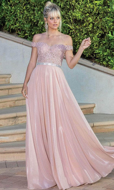 Dancing Queen 4222 - Off- Shoulder A-line Gown Special Occasion Dress XS / Blush