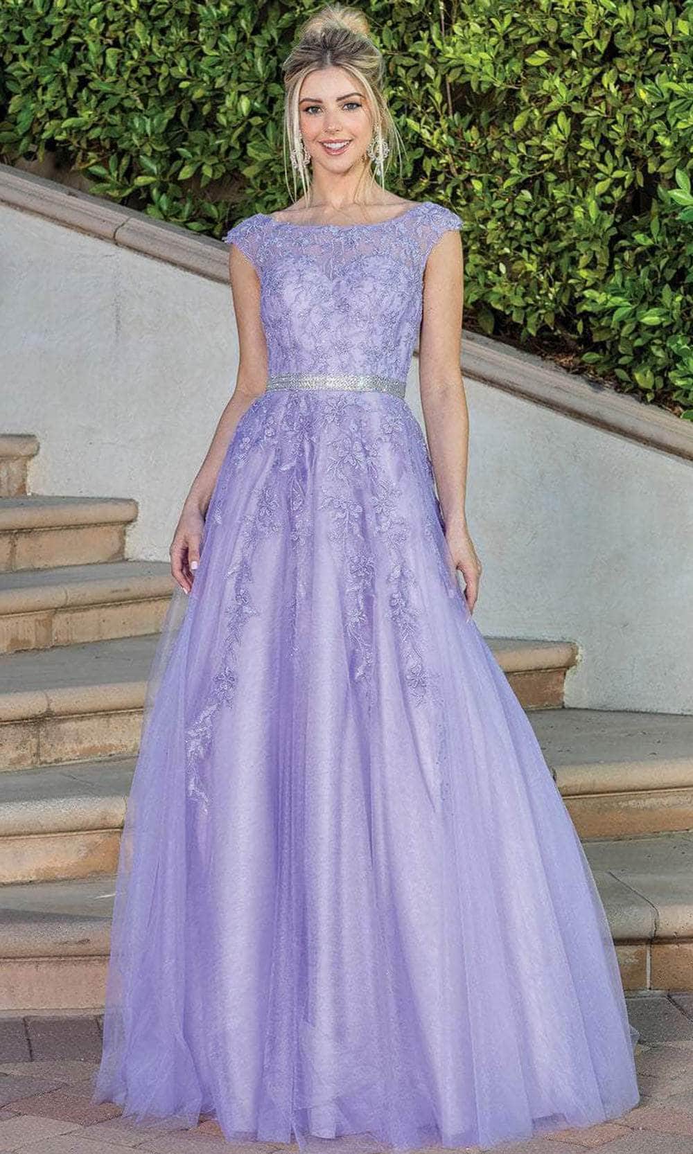 Dancing Queen 4245 - Embroidered Bateau Neck Prom Dress Special Occasion Dress XS / Lilac