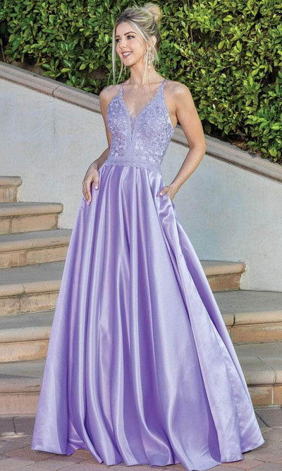 Dancing Queen 4260 - Embroidered Sleeveless V-neck Prom Dress Special Occasion Dress XS / Lilac