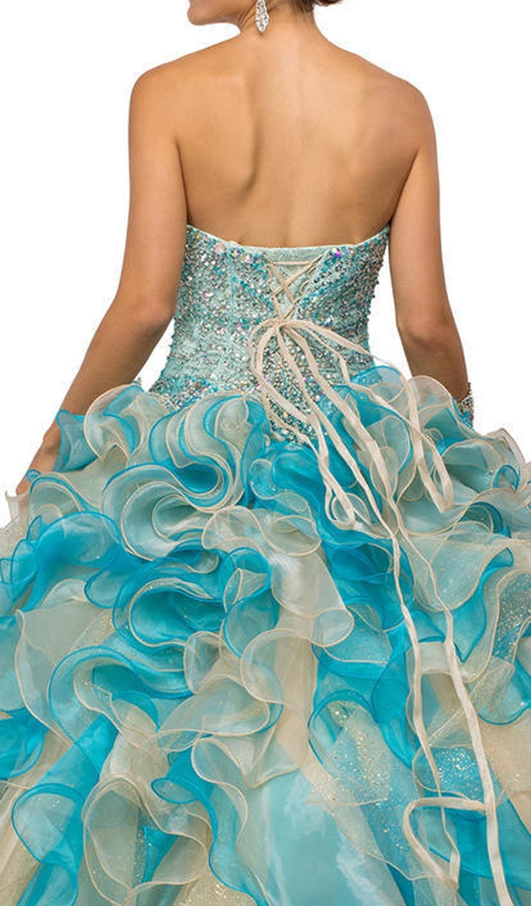 Dancing Queen - 8947 Shimmering Strapless Ruffled Quinceanera Ballgown Special Occasion Dress