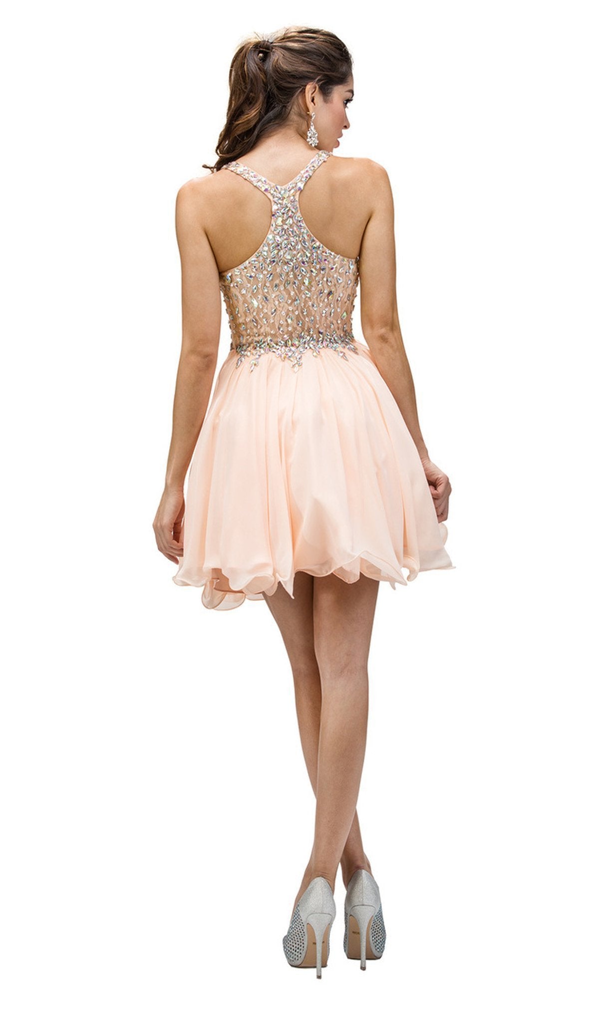 Dancing Queen - 8997 Crystal Beaded V-Neck Chiffon Prom Dress Special Occasion Dress