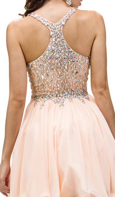 Dancing Queen - 8997 Crystal Beaded V-Neck Chiffon Prom Dress Special Occasion Dress