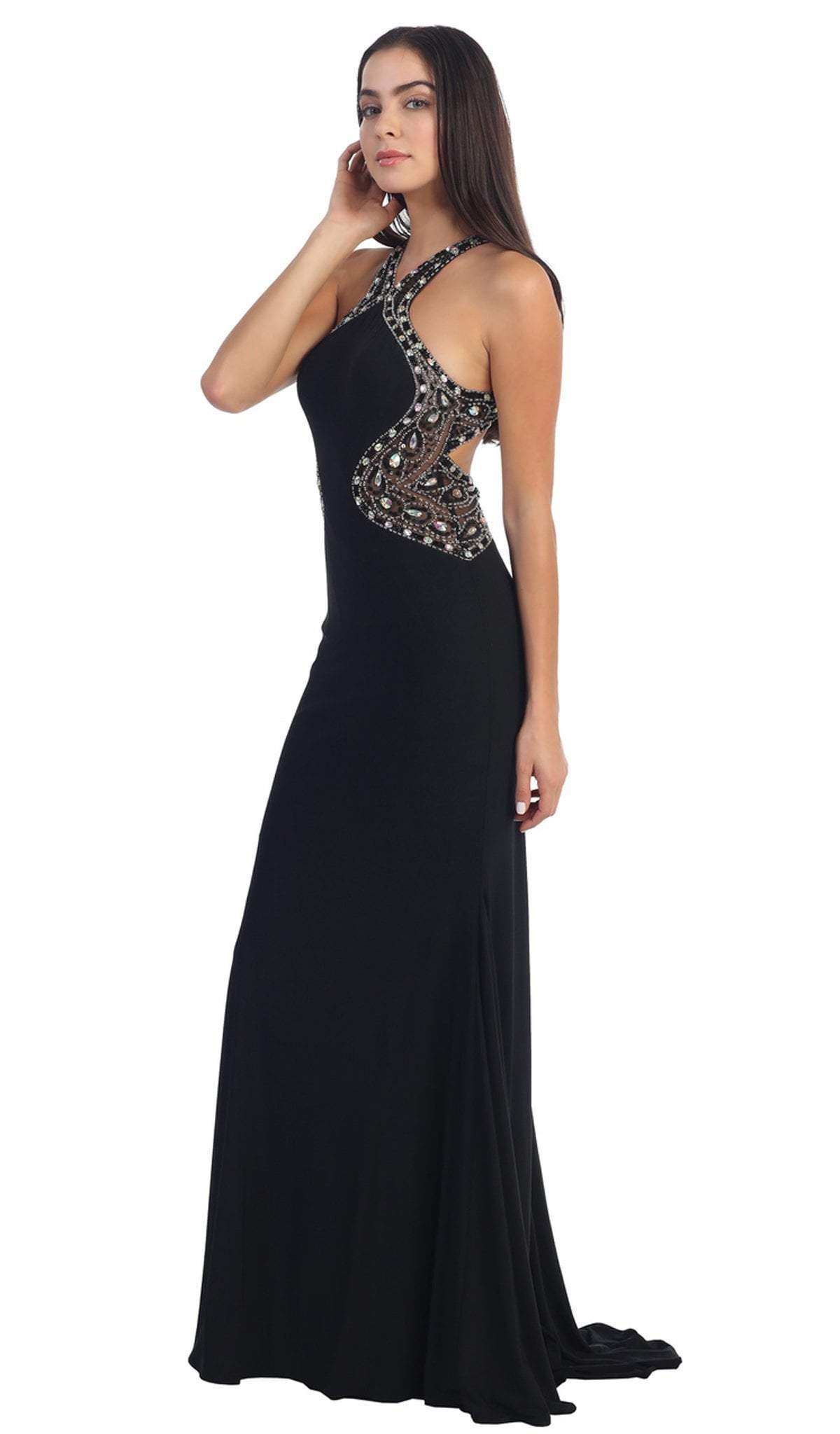 Dancing Queen - 9007 Bead-Ornate Contoured Halter Neck Prom Dress Special Occasion Dress