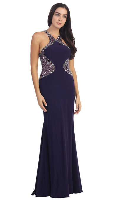 Dancing Queen - 9007 Bead-Ornate Contoured Halter Neck Prom Dress Special Occasion Dress