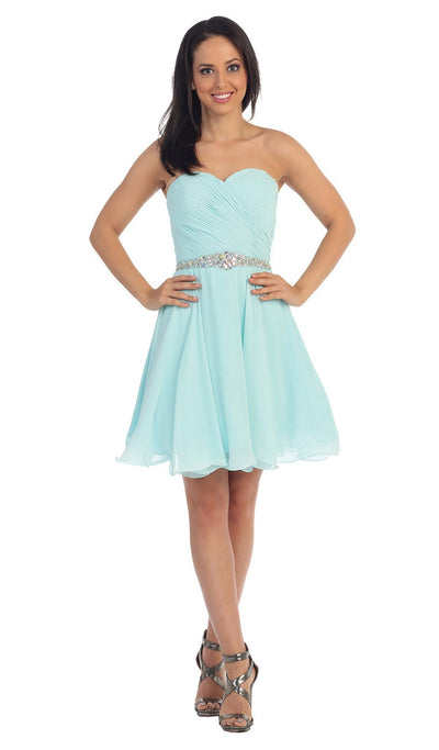 Dancing Queen - 9115 Surplice Sweetheart Bodice Chiffon Prom Dress Prom Dresses XS / Aqua