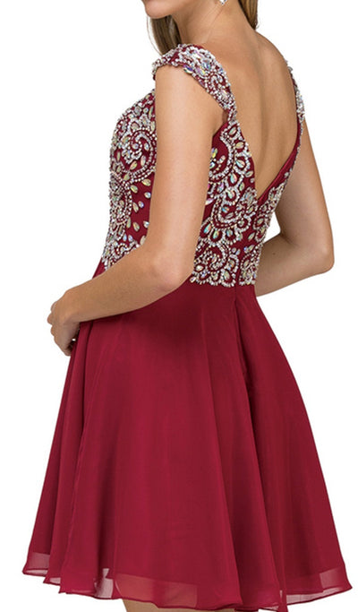 Dancing Queen - 9160 Cap Sleeve Adorned Sweetheart A-Line Cocktail Dress Cocktail Dresses