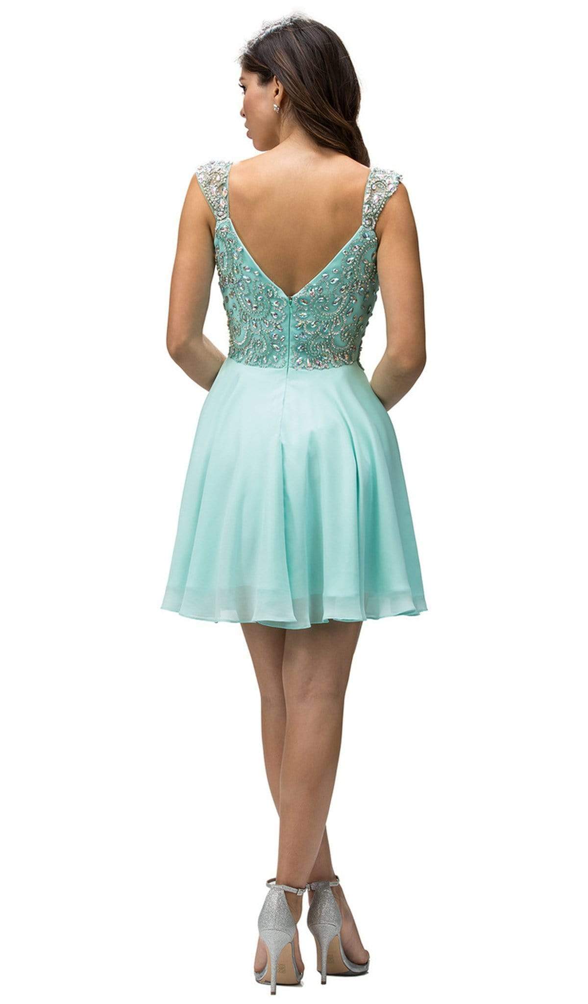 Dancing Queen - 9160 Cap Sleeve Adorned Sweetheart A-Line Cocktail Dress Cocktail Dresses XS / Mint