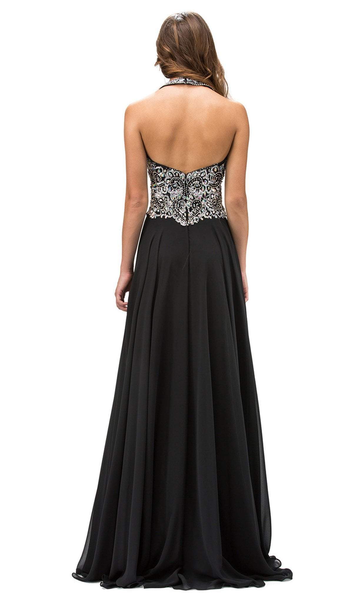 Dancing Queen - 9233 Jewel Adorned Illusion Chiffon Prom Dress Special Occasion Dress