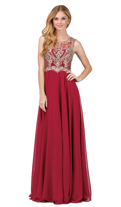 Dancing Queen - 9266 Embroidered-Lace Bodice Chiffon Long Prom Dress Special Occasion Dress