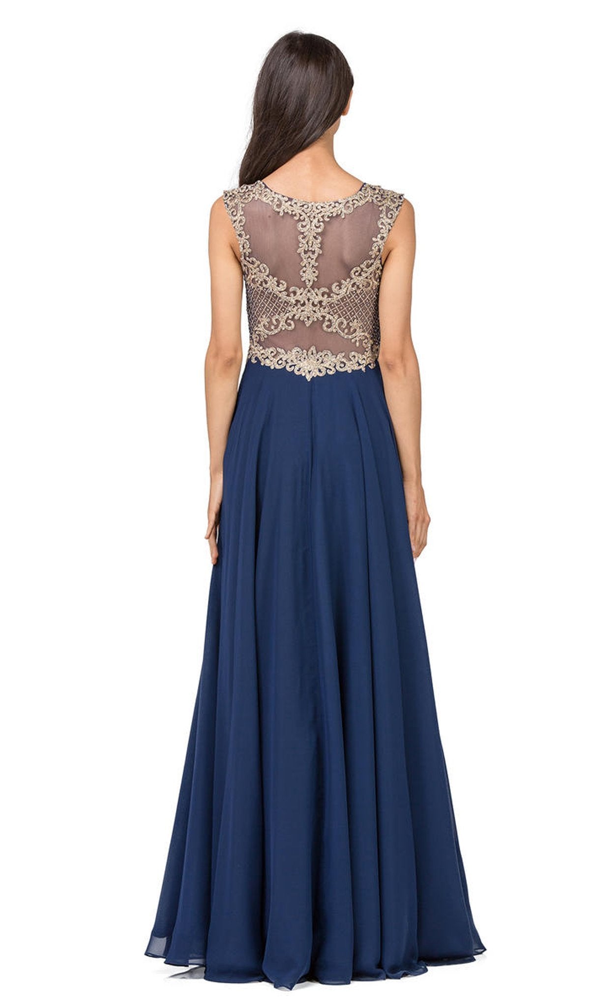 Dancing Queen - 9266 Embroidered-Lace Bodice Chiffon Long Prom Dress Special Occasion Dress