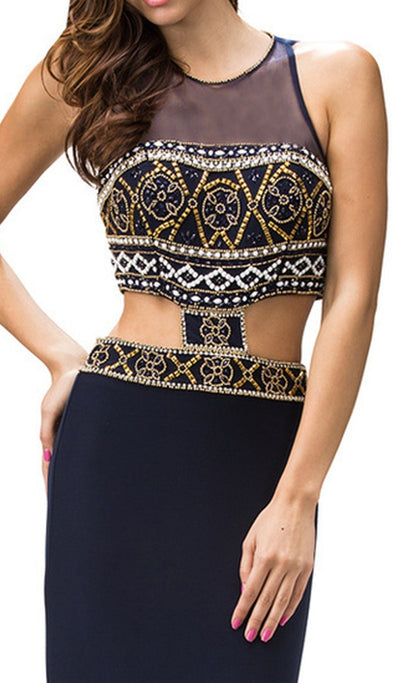 Dancing Queen - 9280 Bead Embellished Midriff Cutout Prom Dress Special Occasion Dress