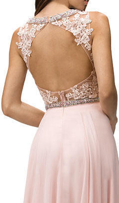 Dancing Queen - 9281 Sleeveless Open Back Chiffon Long Prom Dress Special Occasion Dress