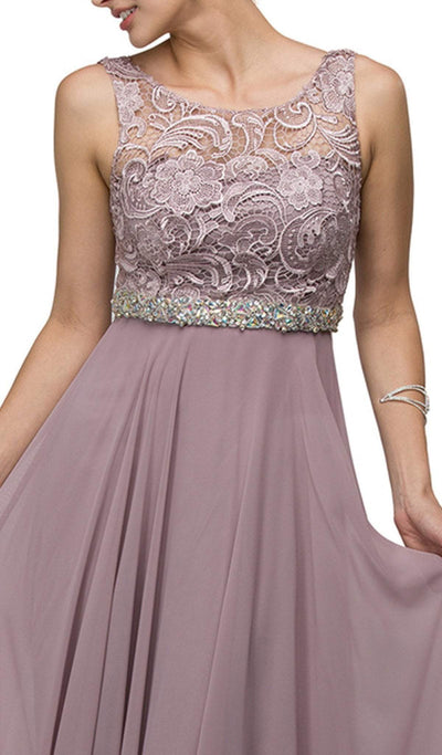 Dancing Queen - 9325 Embroidered Lace Scoop Neck Chiffon Prom Dress Special Occasion Dress