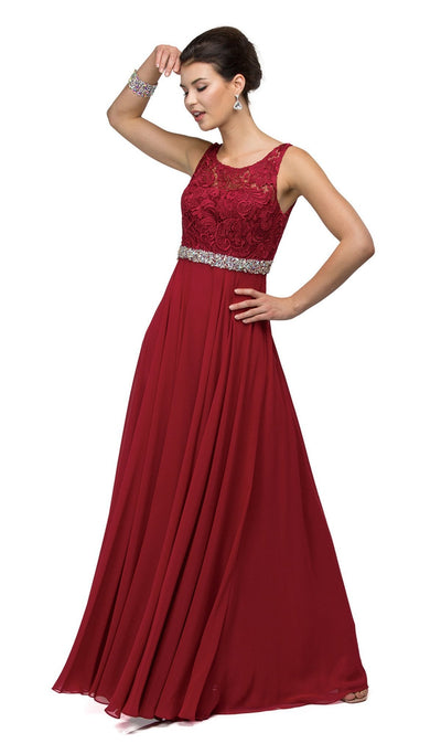 Dancing Queen - 9325 Embroidered Lace Scoop Neck Chiffon Prom Dress Special Occasion Dress