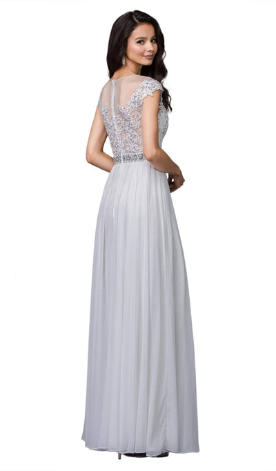 Dancing Queen - 9400 Illusion Neckline Beaded Belt A-Line Dress Bridesmaid Dresses