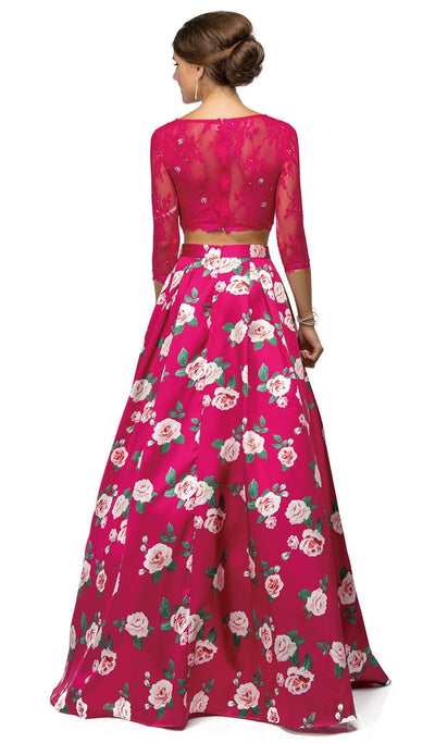 Dancing Queen - 9452 Embellished Two Piece  Floral Print Prom Dress Special Occasion Dress