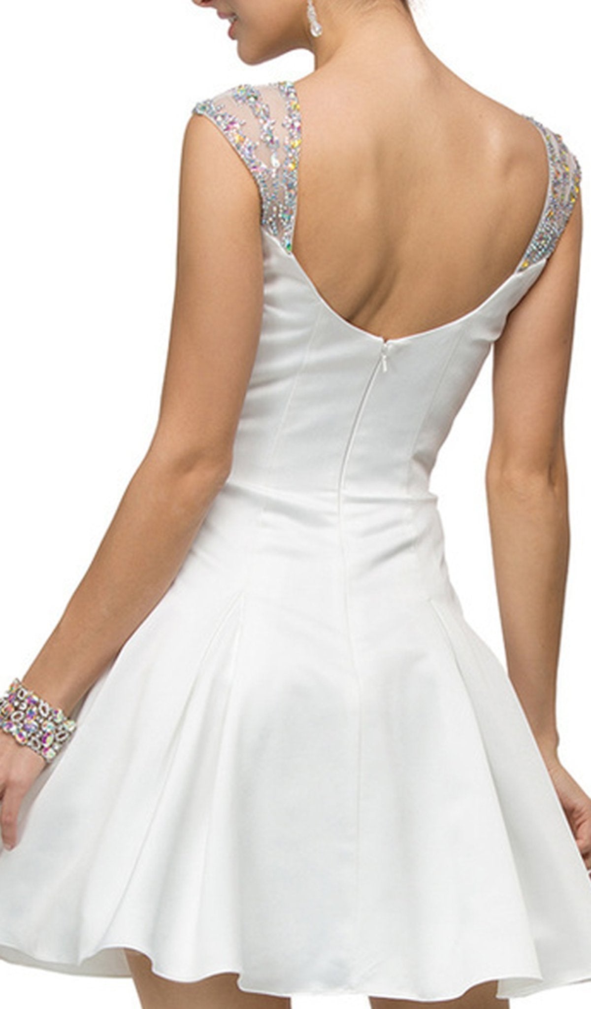 Dancing Queen - 9476 Jeweled Cap Sleeve Sweetheart Satin Cocktail Dress Cocktail Dresses