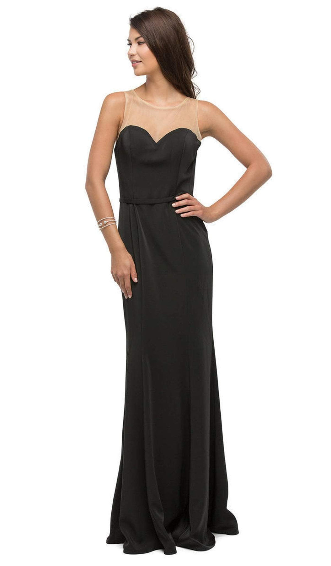 Dancing Queen - 9524 Illusion Sweetheart Long Prom Dress Prom Dresses XS / Black