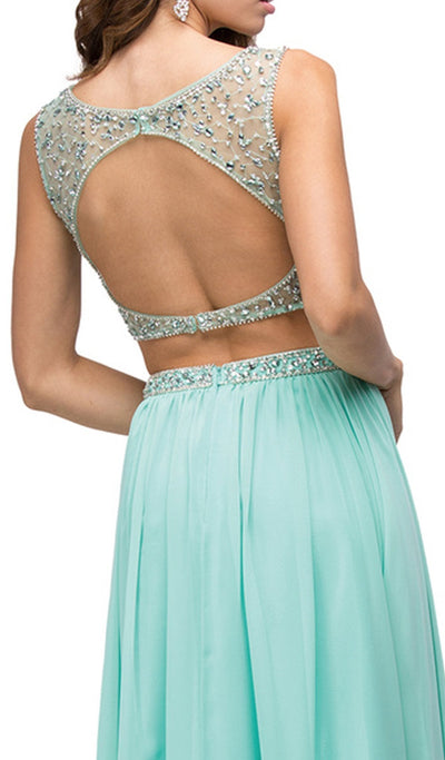 Dancing Queen - 9574 Two-Piece Shimmering Beaded Bodice A-line Prom Dress Special Occasion Dress M / Mint