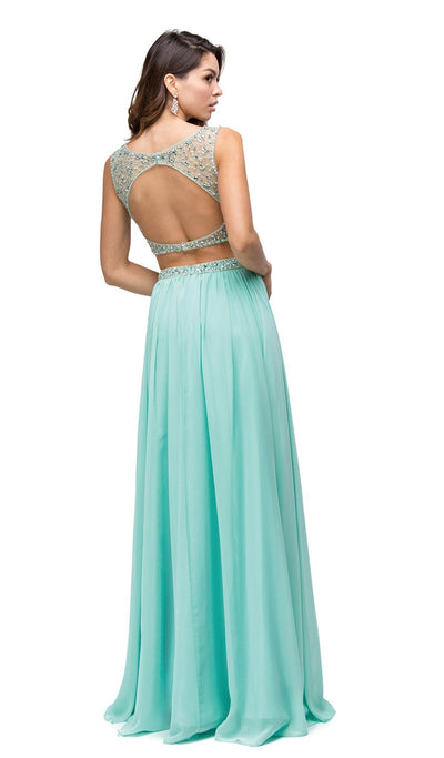 Dancing Queen - 9574 Two-Piece Shimmering Beaded Bodice A-line Prom Dress Special Occasion Dress S / Mint