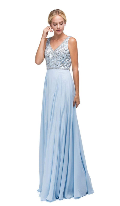 Dancing Queen - 9589 Beaded Bodice Chiffon A-line Prom Dress Prom Dresses XS / Periwinkle