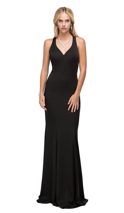 Dancing Queen - 9637 Magnificent V-Neck Racer Back Prom Dress Special Occasion Dress XS / Black