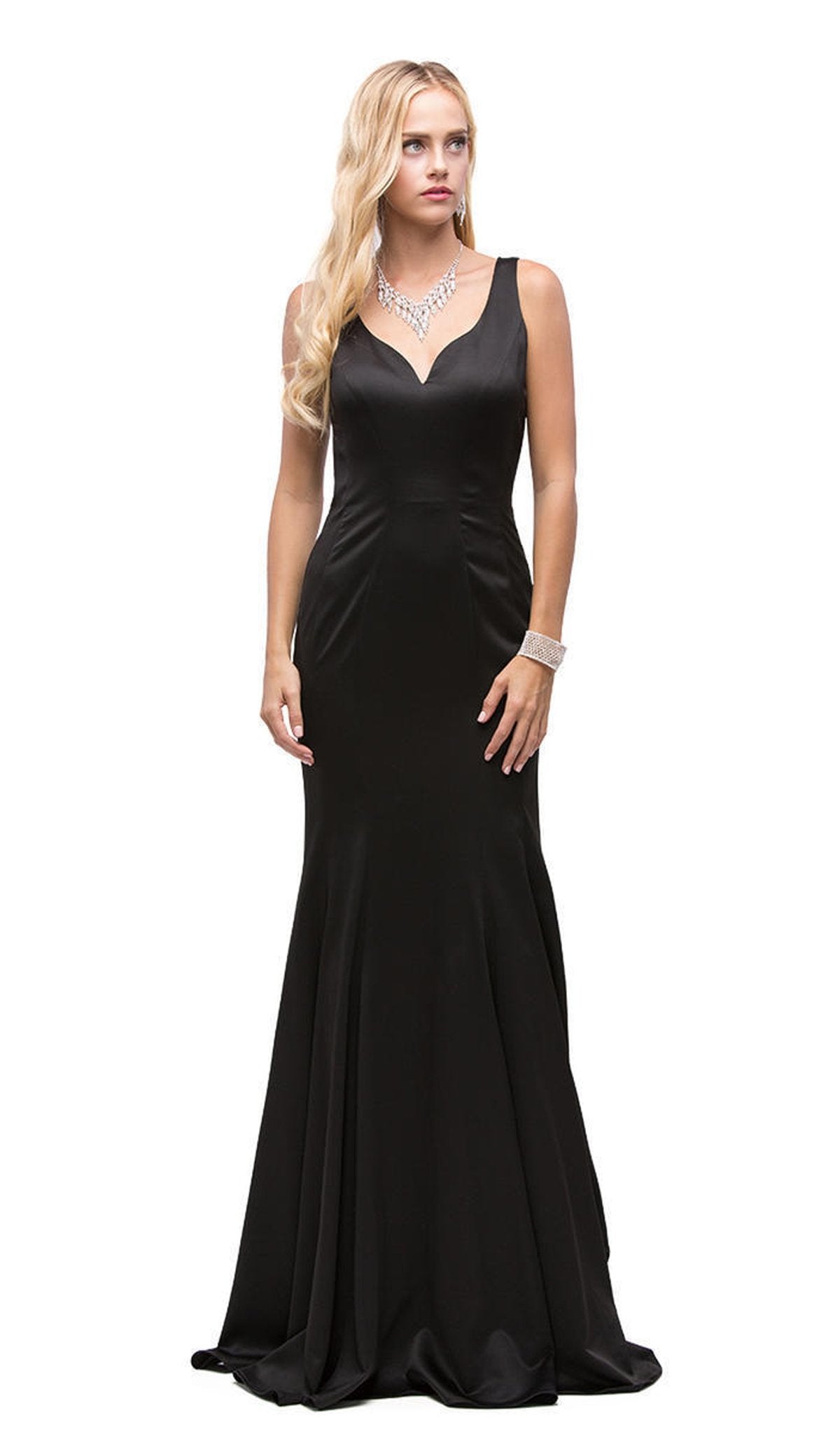 Dancing Queen - 9638 Open Back Trumpet Silhouette Evening Dress Special Occasion Dress XS / Black