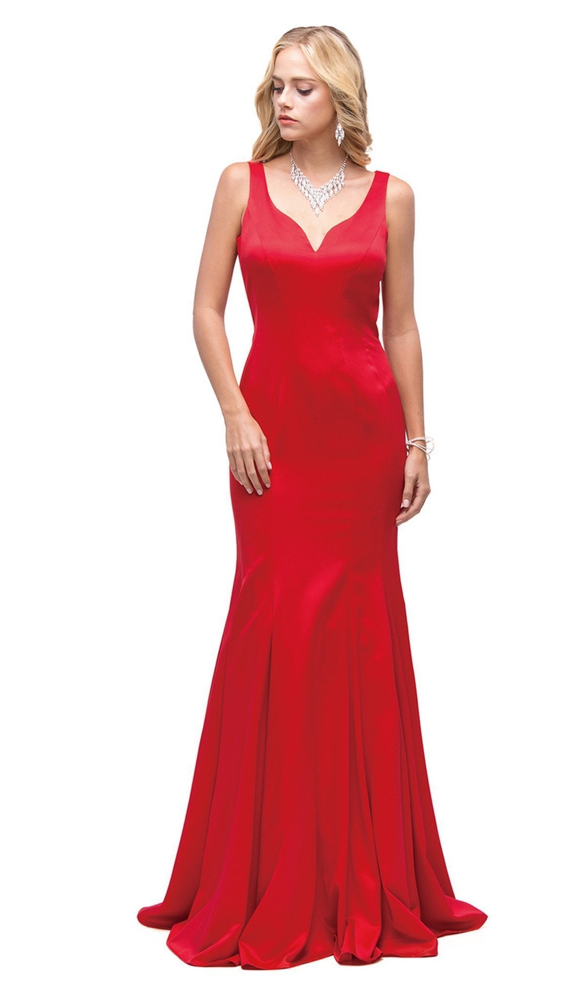 Dancing Queen - 9638 Open Back Trumpet Silhouette Evening Dress Special Occasion Dress XS / Red