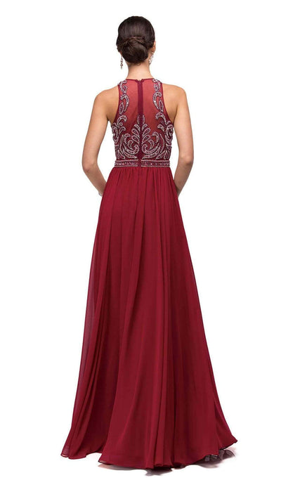 Dancing Queen - 9689 Jeweled High Illusion Long Chiffon A-Line Prom Dress Special Occasion Dress
