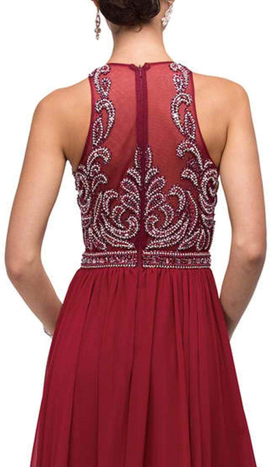 Dancing Queen - 9689 Jeweled High Illusion Long Chiffon A-Line Prom Dress Special Occasion Dress