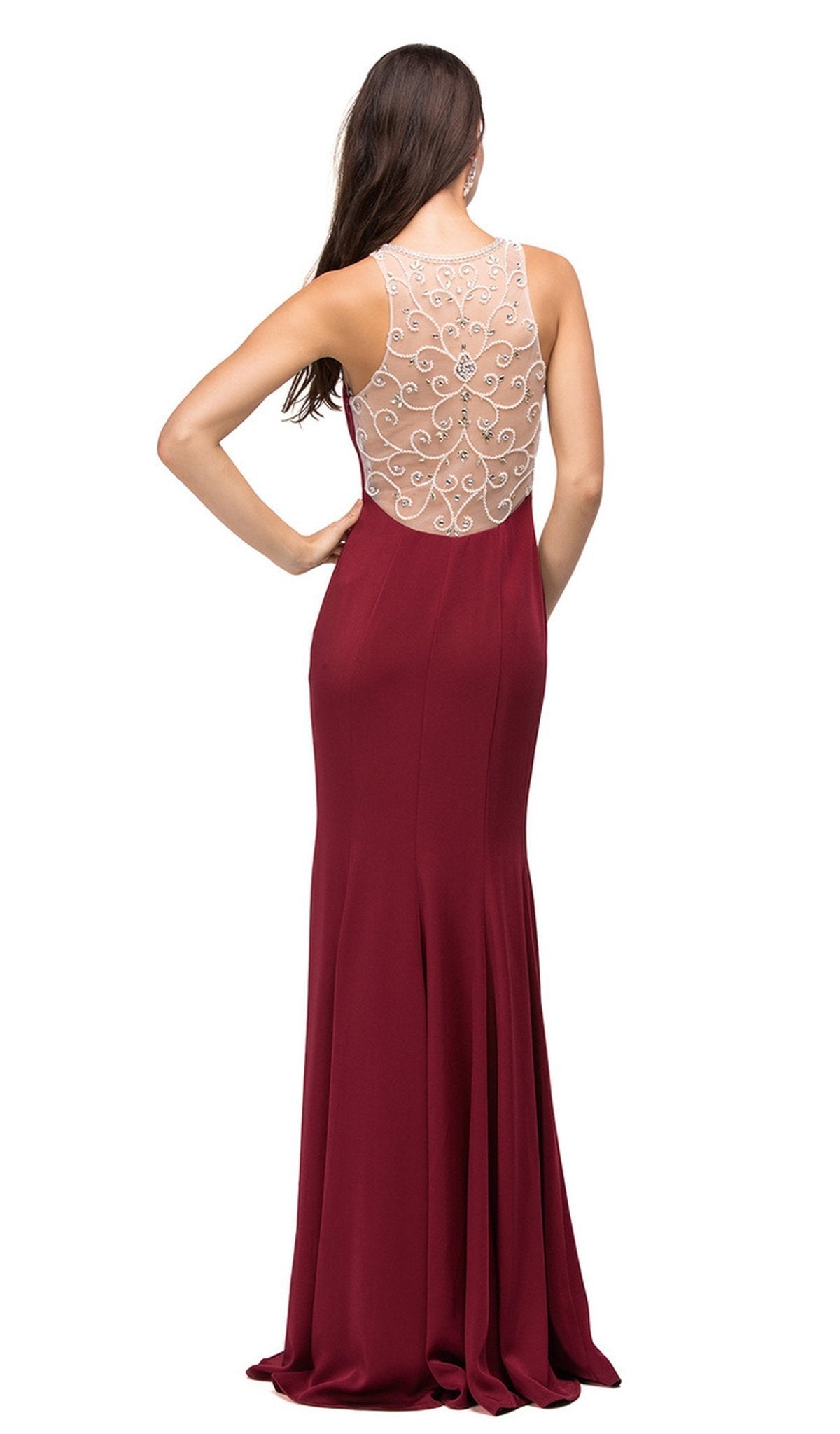 Dancing Queen - 9715 Adorned Sleeveless Illusion Jewel Jersey Prom Dress Special Occasion Dress