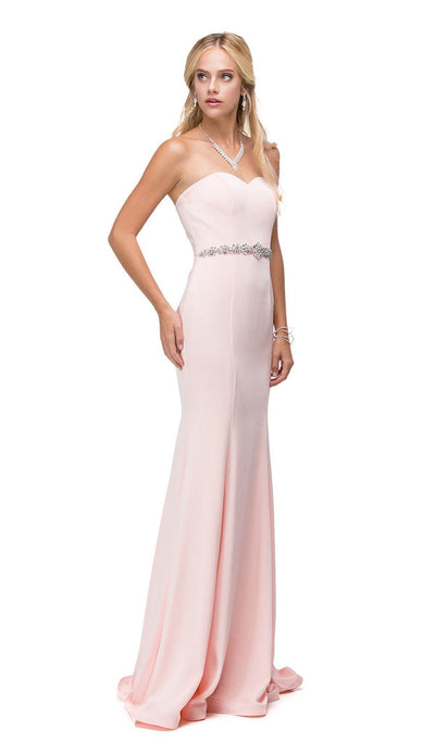 Dancing Queen - 9720 Strapless Sweetheart Beaded Jersey Prom Dress Special Occasion Dress XS / Blush