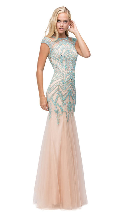 Dancing Queen - 9734 Lace Beaded Ornate Mermaid Dress Special Occasion Dress XS / Mint