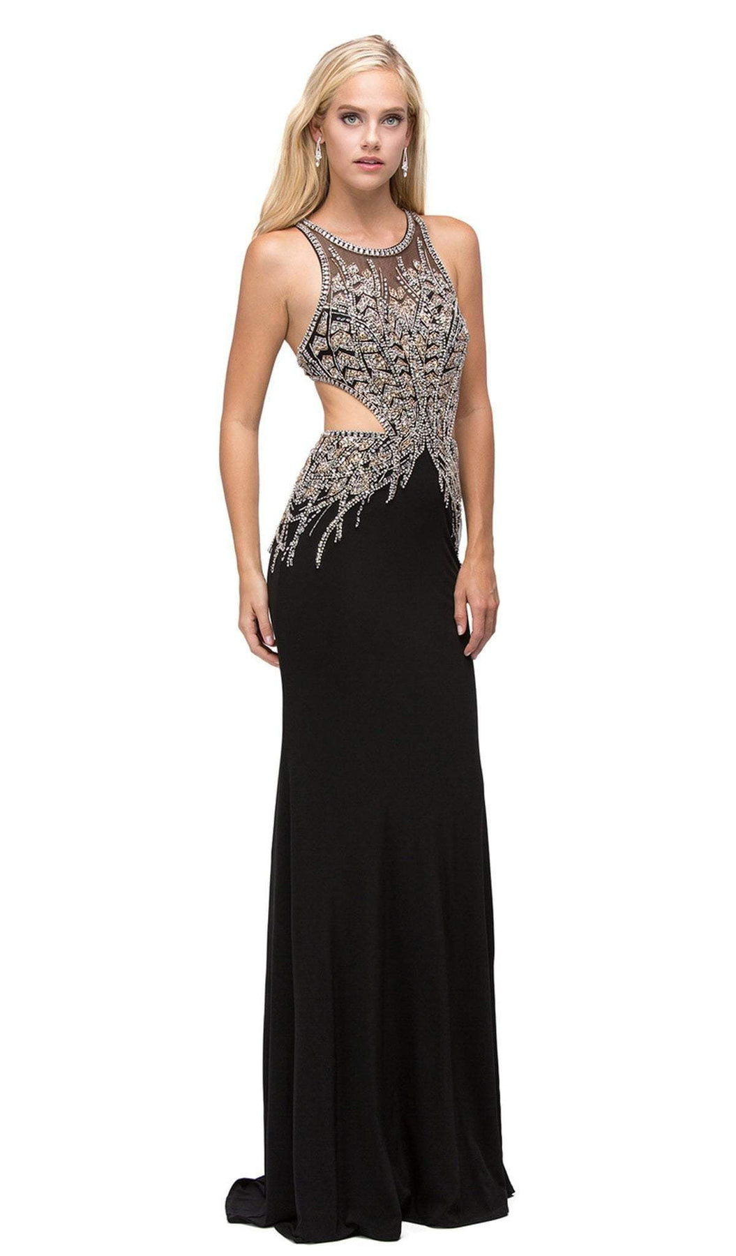 Dancing Queen - 9736 Embellished Bodice with Back Cutouts Prom Dress Prom Dresses XS / Black