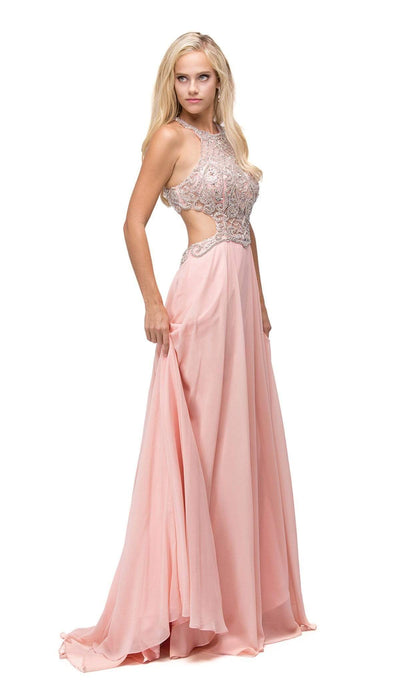 Dancing Queen - 9740 Bejeweled A-line Evening Dress Evening Dressses XS / Blush