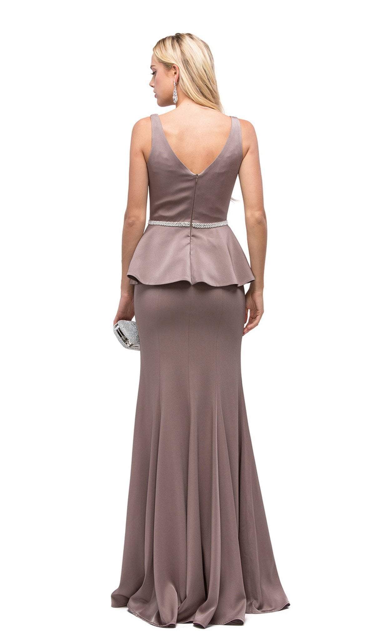 Dancing Queen - 9750 Jewel Encrusted V-Neck Peplum Evening Dress Evening Dresses