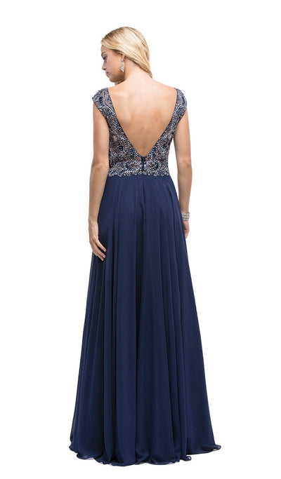 Dancing Queen - 9899 Embellished Lace Bodice  V-Back Long Formal Dress Mother of the Bride Dresses