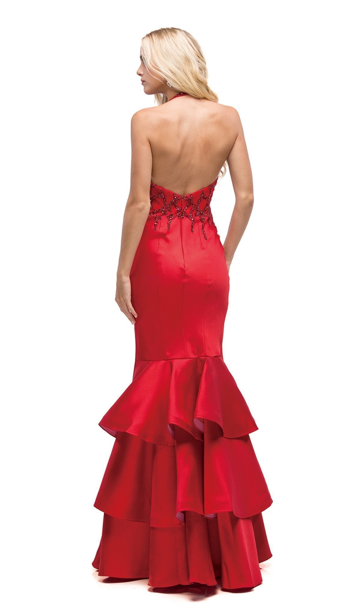 Dancing Queen - 9910 Embellished Ruffled Panel Evening Gown Special Occasion Dress