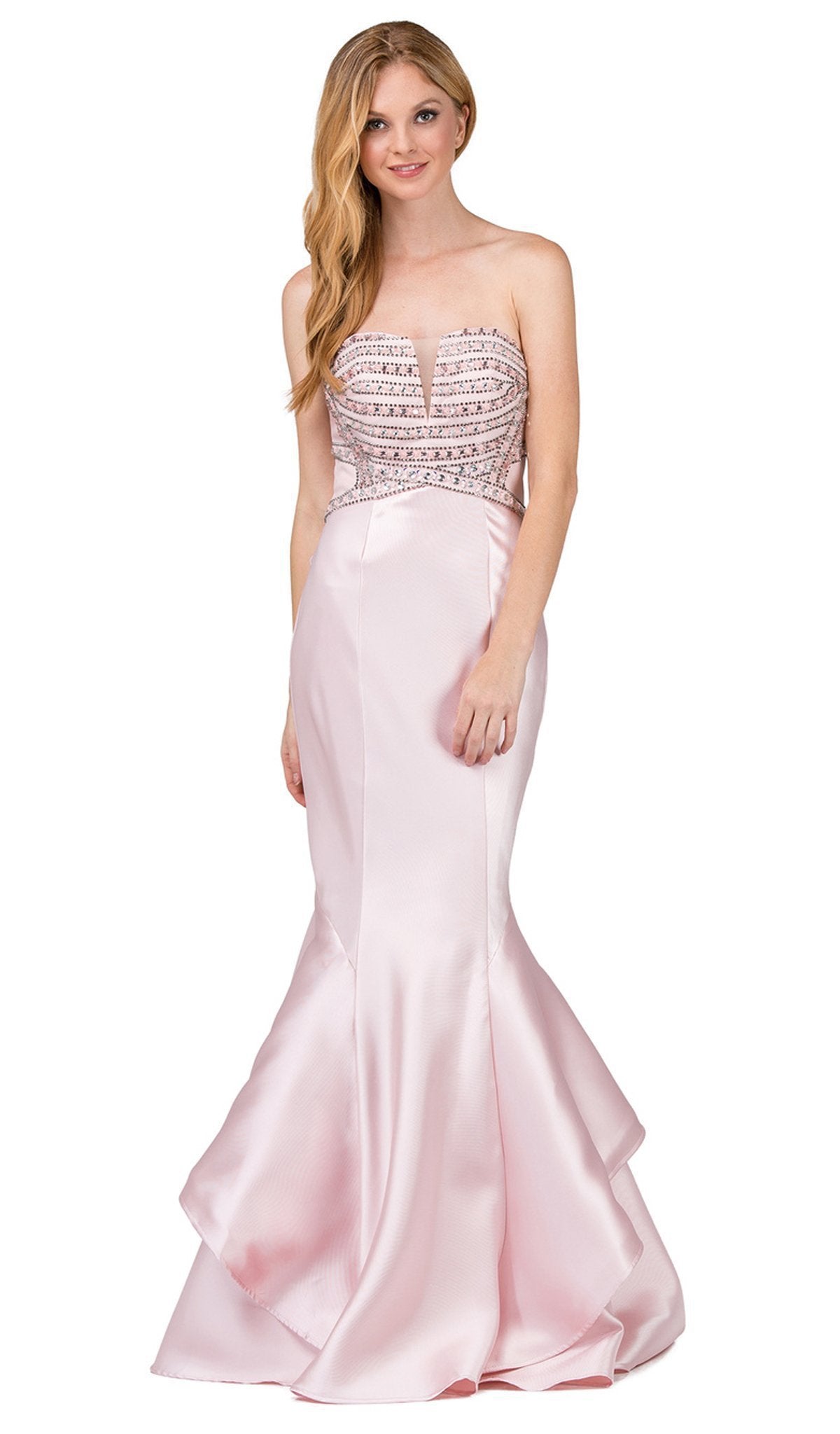 Dancing Queen - 9917 Beaded Sweetheart Mermaid Evening Dress Special Occasion Dress XS / Blush