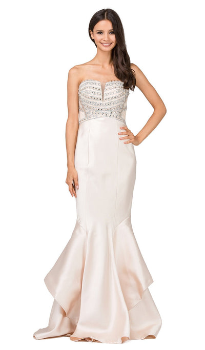 Dancing Queen - 9917 Beaded Sweetheart Mermaid Evening Dress Special Occasion Dress XS / Champagne