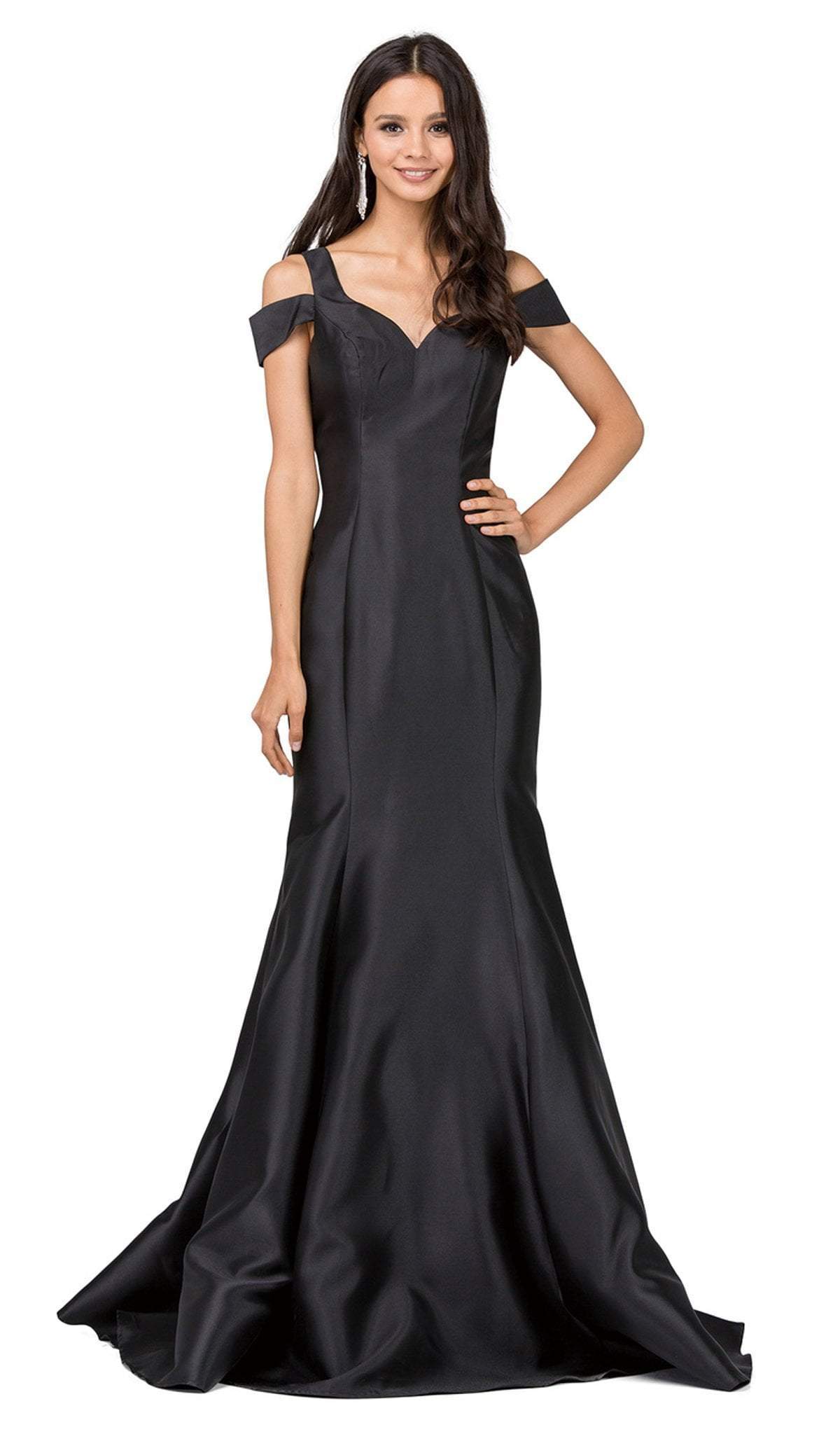 Dancing Queen - 9928 Cutaway Shoulder Trumpet Evening Gown Special Occasion Dress XS / Black