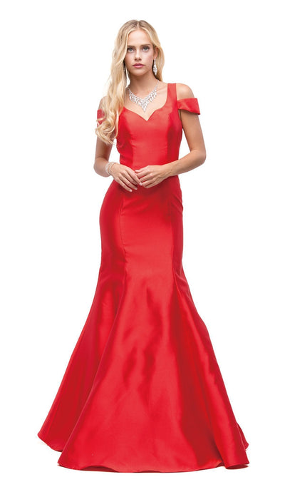 Dancing Queen - 9928 Cutaway Shoulder Trumpet Evening Gown Special Occasion Dress XS / Red