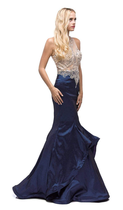 Dancing Queen - 9930 Jeweled Illusion Bodice Flounced Mermaid Gown Special Occasion Dress