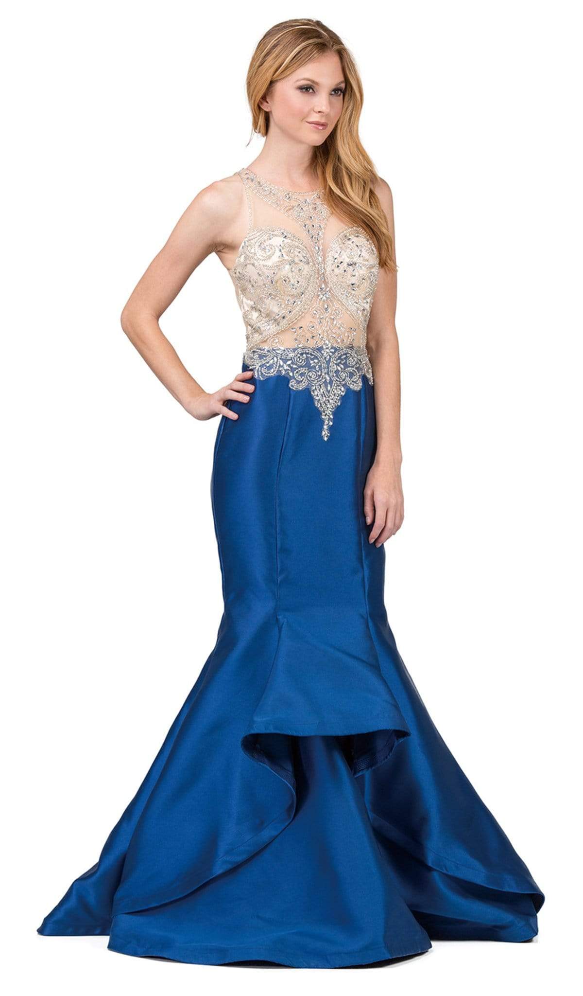 Dancing Queen - 9930 Jeweled Illusion Bodice Flounced Mermaid Gown Special Occasion Dress