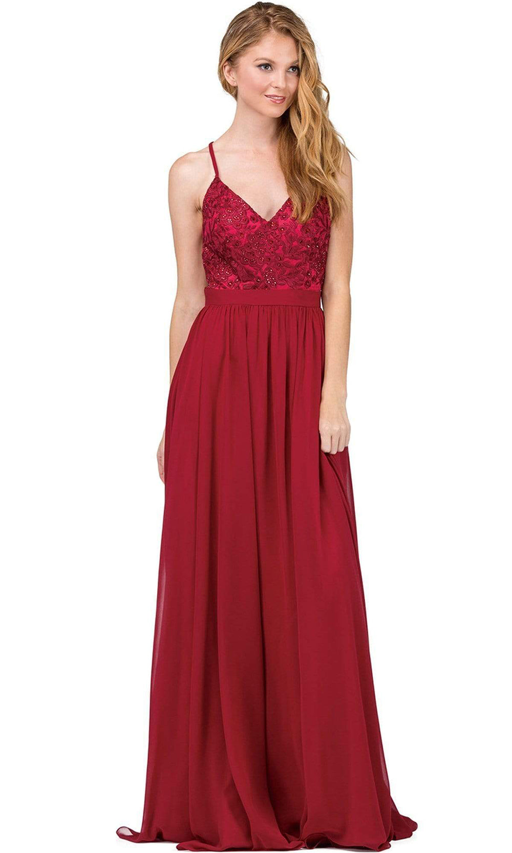 Dancing Queen - Beaded Lace V-neck A-line Prom Dress 9850 - 1 pc Navy In Size XS Available CCSALE XS / Red